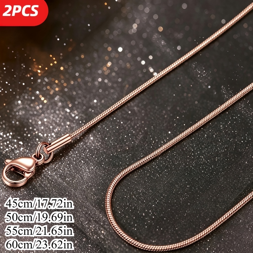 2pcs Rose Golden Snake Bone Clavicle Chain Necklace Set